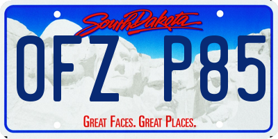 SD license plate 0FZP85