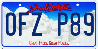 SD license plate 0FZP89