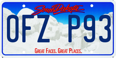 SD license plate 0FZP93