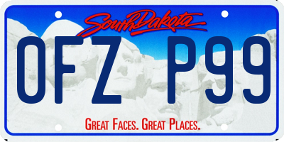 SD license plate 0FZP99