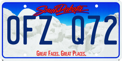 SD license plate 0FZQ72