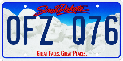 SD license plate 0FZQ76