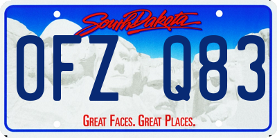 SD license plate 0FZQ83