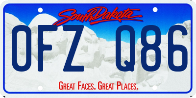 SD license plate 0FZQ86