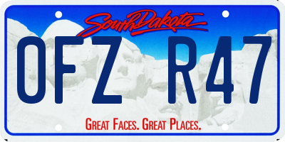 SD license plate 0FZR47