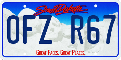 SD license plate 0FZR67