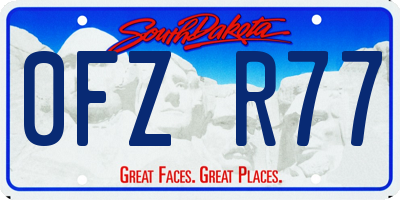 SD license plate 0FZR77