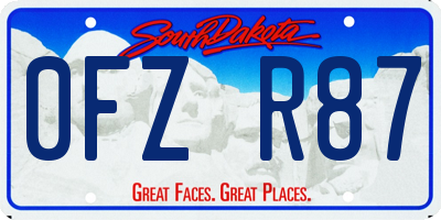SD license plate 0FZR87