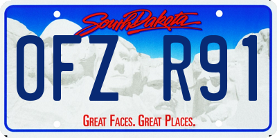 SD license plate 0FZR91