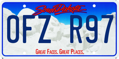 SD license plate 0FZR97