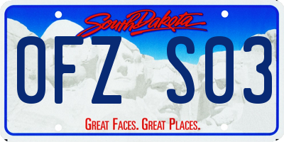 SD license plate 0FZS03
