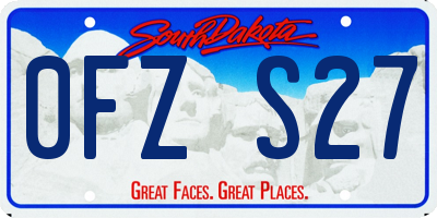 SD license plate 0FZS27