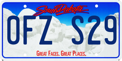 SD license plate 0FZS29