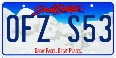 SD license plate 0FZS53