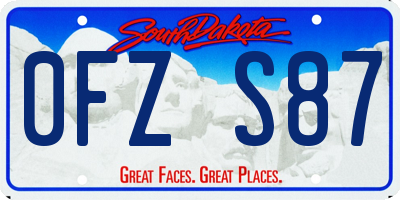 SD license plate 0FZS87