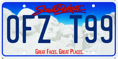 SD license plate 0FZT99