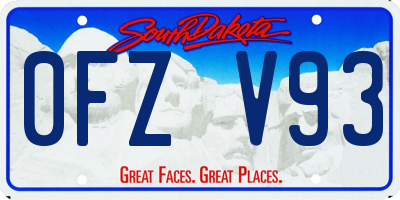 SD license plate 0FZV93