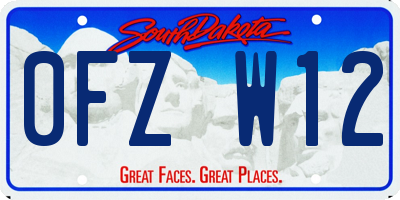 SD license plate 0FZW12