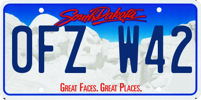 SD license plate 0FZW42