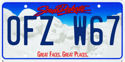 SD license plate 0FZW67