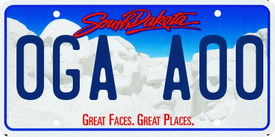 SD license plate 0GAA00