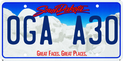 SD license plate 0GAA30