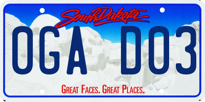 SD license plate 0GAD03