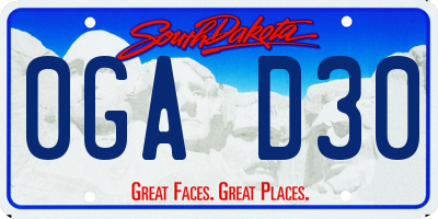 SD license plate 0GAD30