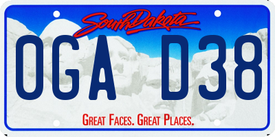 SD license plate 0GAD38