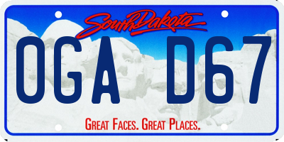 SD license plate 0GAD67
