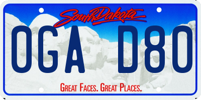 SD license plate 0GAD80