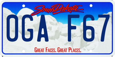 SD license plate 0GAF67