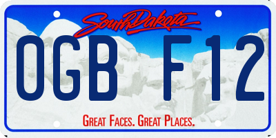 SD license plate 0GBF12