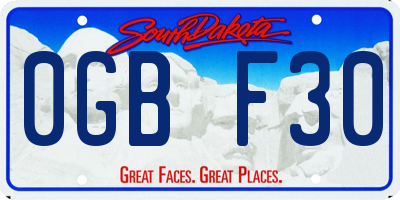 SD license plate 0GBF30