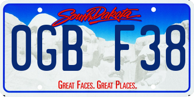 SD license plate 0GBF38