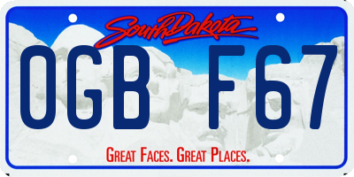 SD license plate 0GBF67