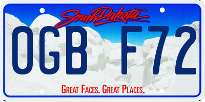 SD license plate 0GBF72