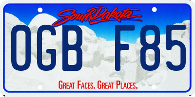 SD license plate 0GBF85