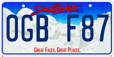 SD license plate 0GBF87