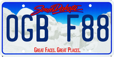 SD license plate 0GBF88