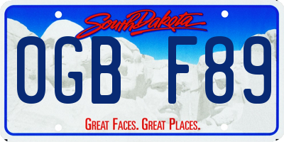 SD license plate 0GBF89