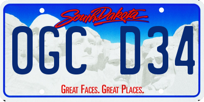 SD license plate 0GCD34