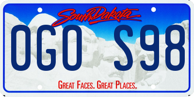 SD license plate 0GOS98