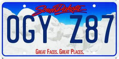 SD license plate 0GYZ87