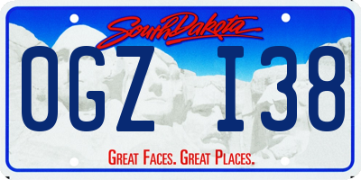 SD license plate 0GZI38