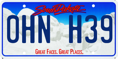 SD license plate 0HNH39