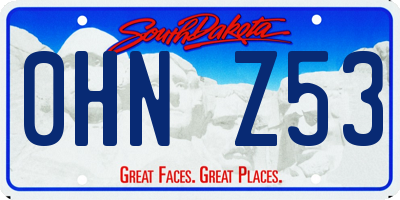 SD license plate 0HNZ53