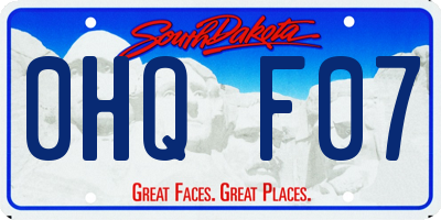 SD license plate 0HQF07
