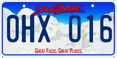 SD license plate 0HXO16