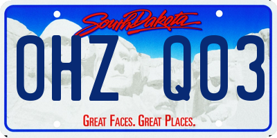 SD license plate 0HZQ03